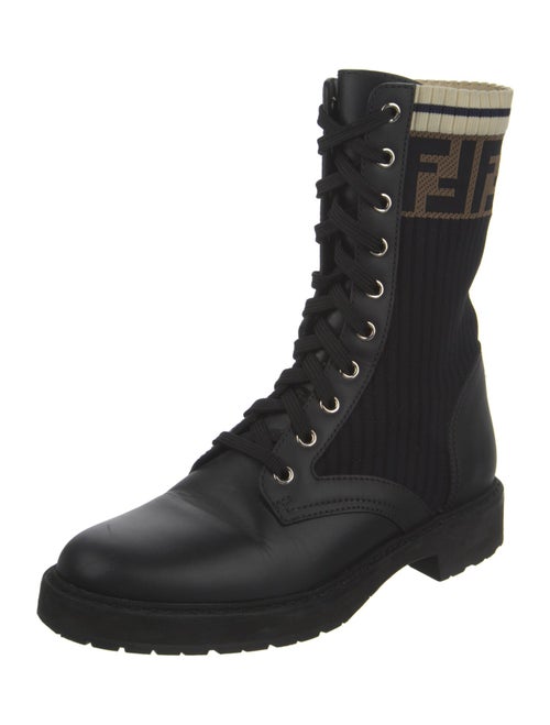 Fendi Zucca FF Logo Leather Combat Boots