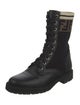 Fendi Zucca FF Logo Leather Combat Boots