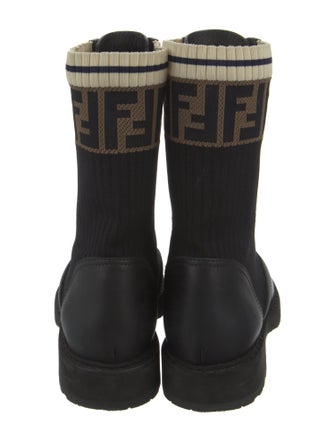 Fendi Zucca FF Logo Leather Combat Boots