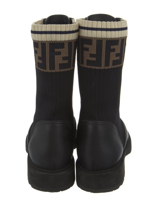 Fendi Zucca FF Logo Leather Combat Boots