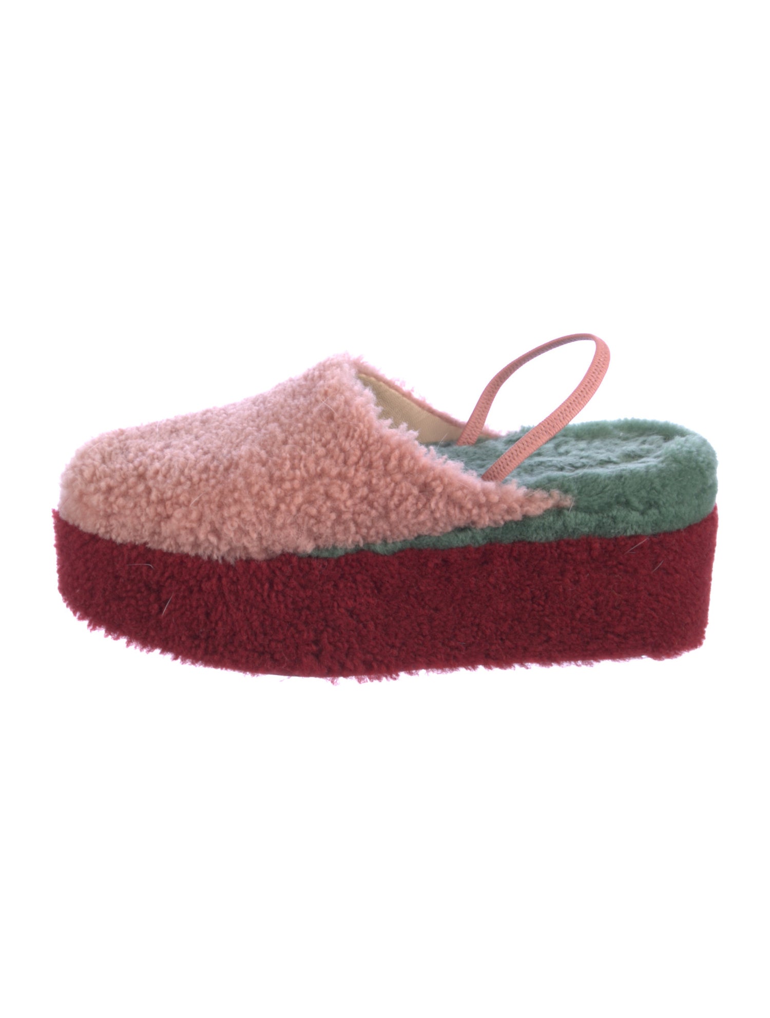 Fendi Shearling Printed Slingback Sandals