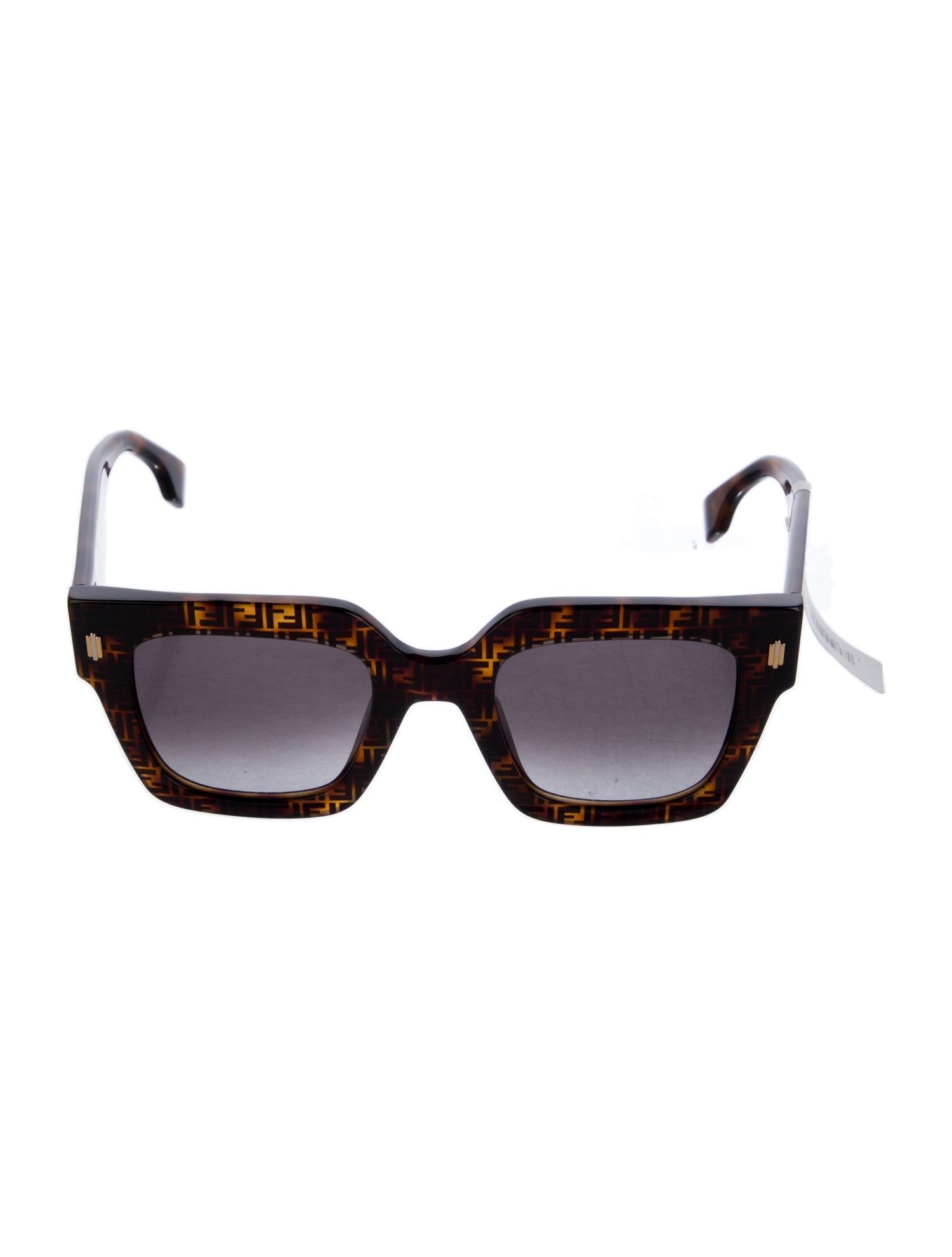 Fendi Zucca FF Logo Square Sunglasses w/ Tags - Brown