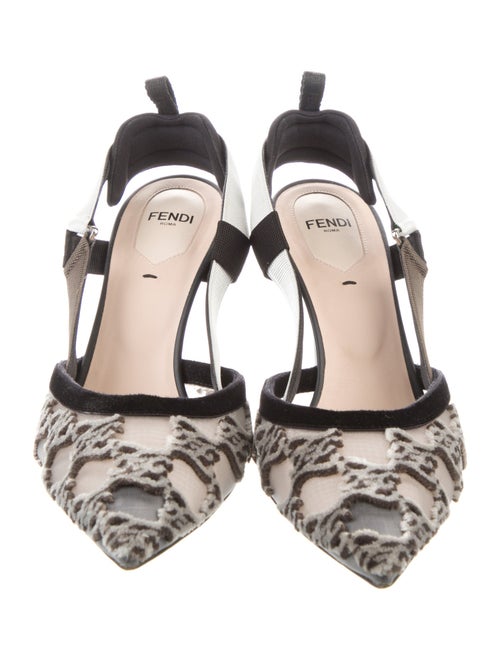 Fendi Mesh Printed Slingback Pumps