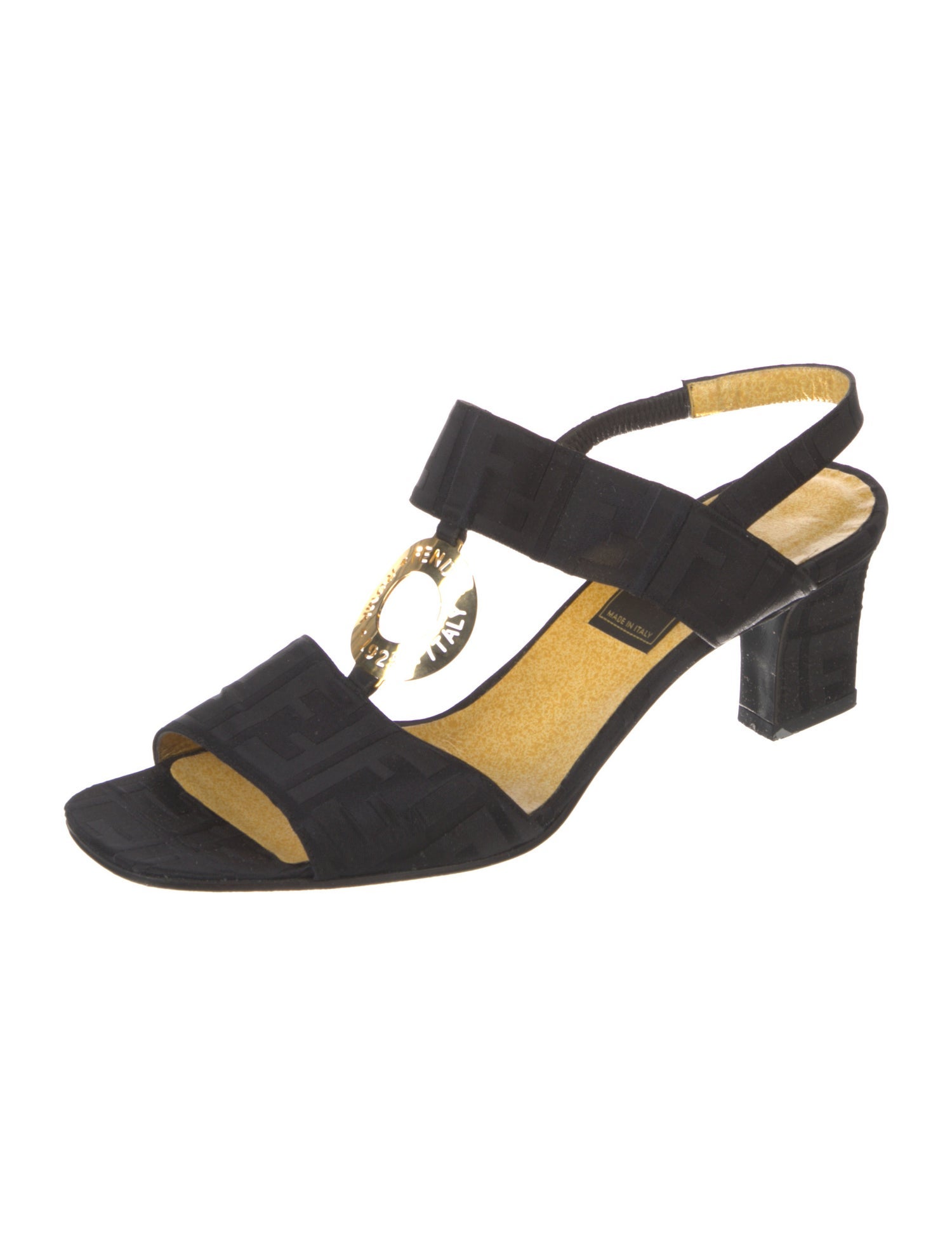 Fendi Zucca FF Logo Jacquard Slingback Sandals
