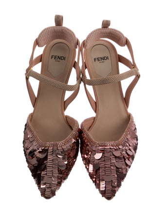 Fendi Sequins Sequin Embellishments Slingback Pumps