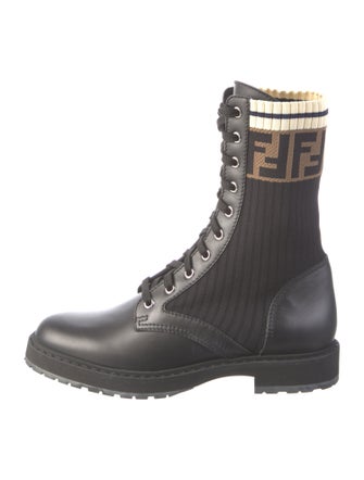 Fendi Zucca FF Logo Printed Combat Boots