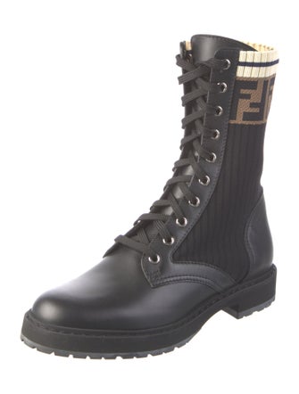 Fendi Zucca FF Logo Printed Combat Boots
