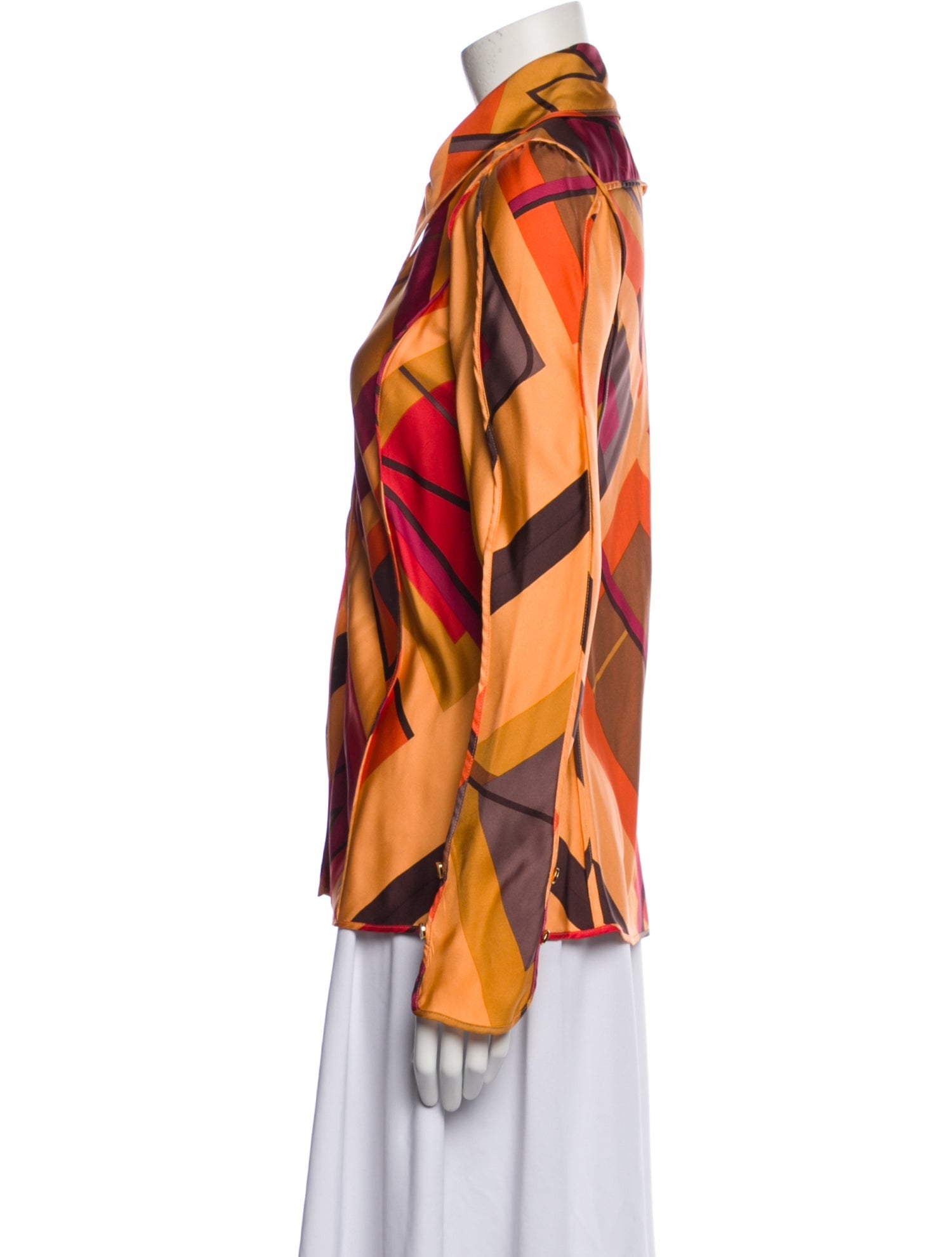 Fendi Silk Printed Button-Up Top