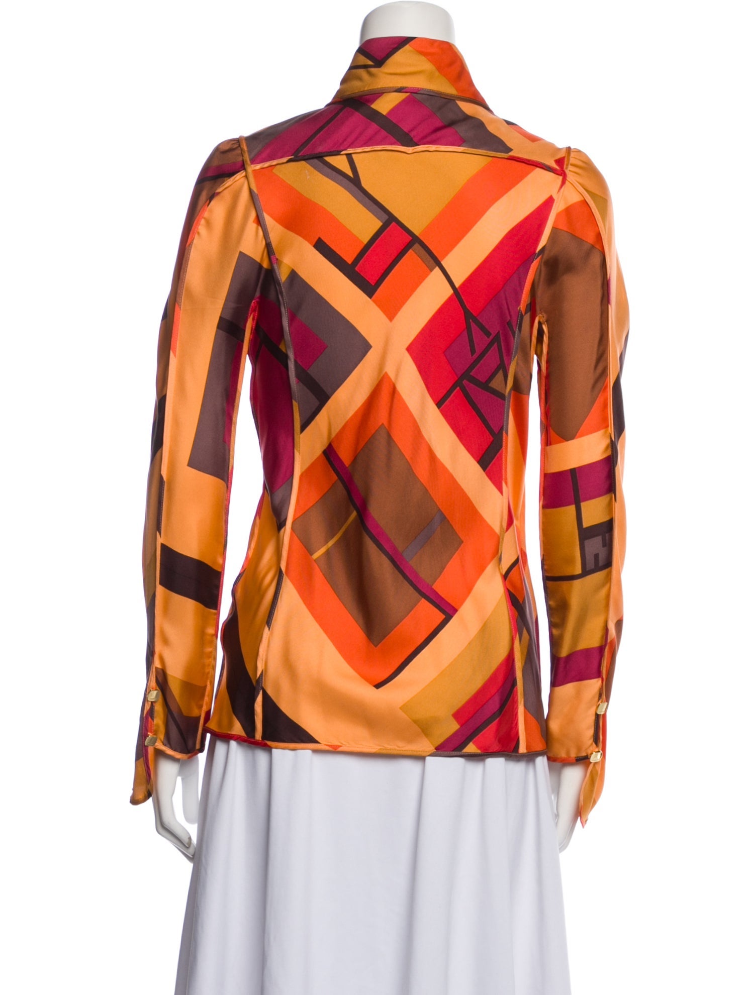 Fendi Silk Printed Button-Up Top