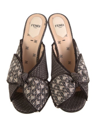 Fendi Printed Bow Accents Slides
