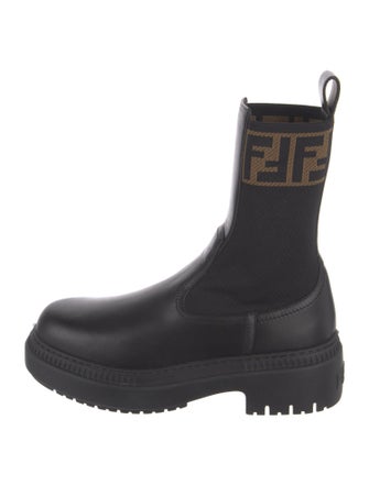Fendi Zucca FF Logo Leather Combat Boots
