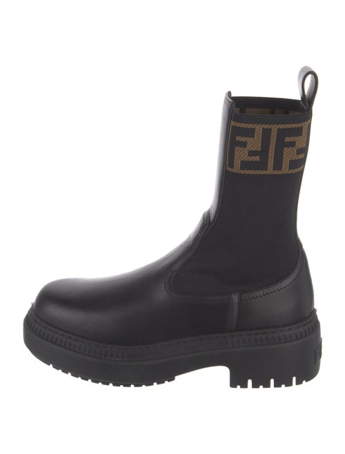 Fendi Zucca FF Logo Leather Combat Boots