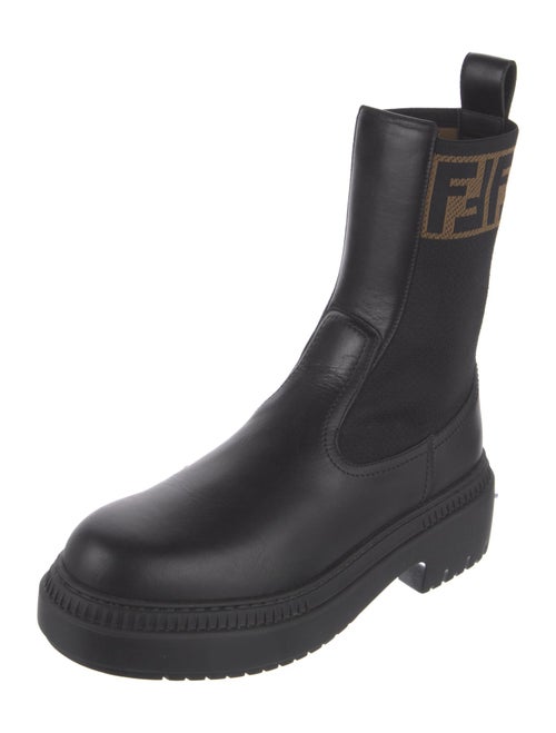 Fendi Zucca FF Logo Leather Combat Boots