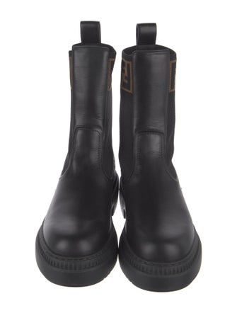 Fendi Zucca FF Logo Leather Combat Boots