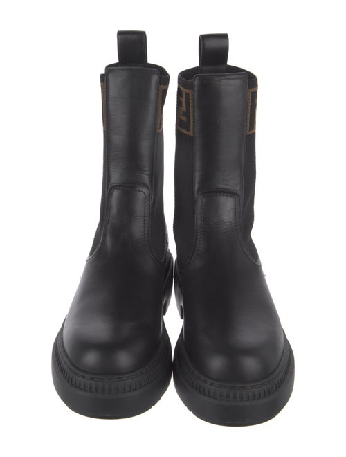Fendi Zucca FF Logo Leather Combat Boots
