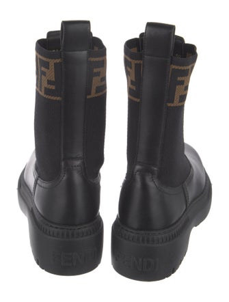 Fendi Zucca FF Logo Leather Combat Boots