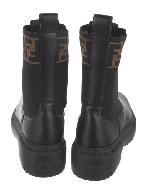 Fendi Zucca FF Logo Leather Combat Boots