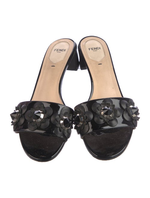 Fendi Patent Leather Floral Print Slides