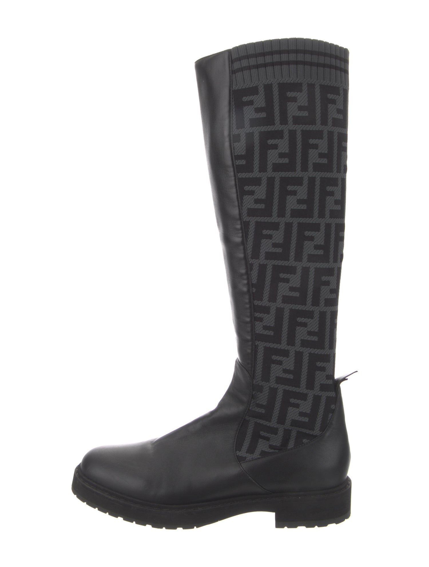Fendi Zucca FF Logo Leather Riding Boots