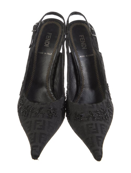 Fendi Zucca FF Logo Canvas Slingback Pumps