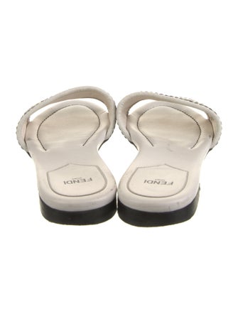 Fendi Zucchino FF Logo Leather Slides