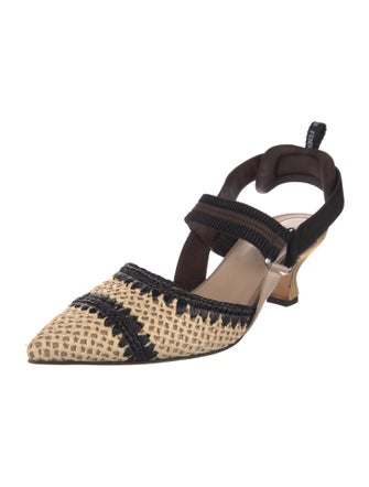 Fendi Raffia Animal Print Slingback Pumps