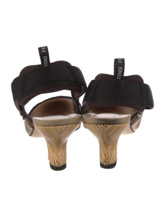 Fendi Raffia Animal Print Slingback Pumps