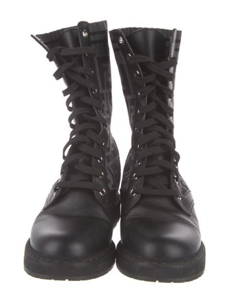 Fendi Zucca FF Logo Printed Combat Boots