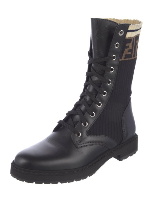 Fendi Zucca FF Logo Printed Combat Boots