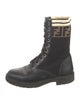 Fendi Zucca FF Logo Leather Combat Boots
