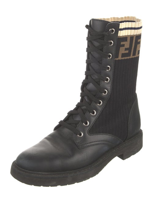 Fendi Zucca FF Logo Leather Combat Boots