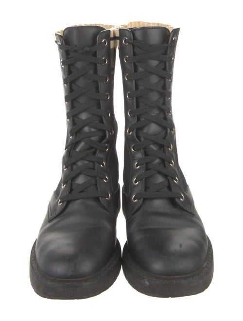 Fendi Zucca FF Logo Leather Combat Boots