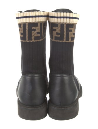 Fendi Zucca FF Logo Leather Combat Boots