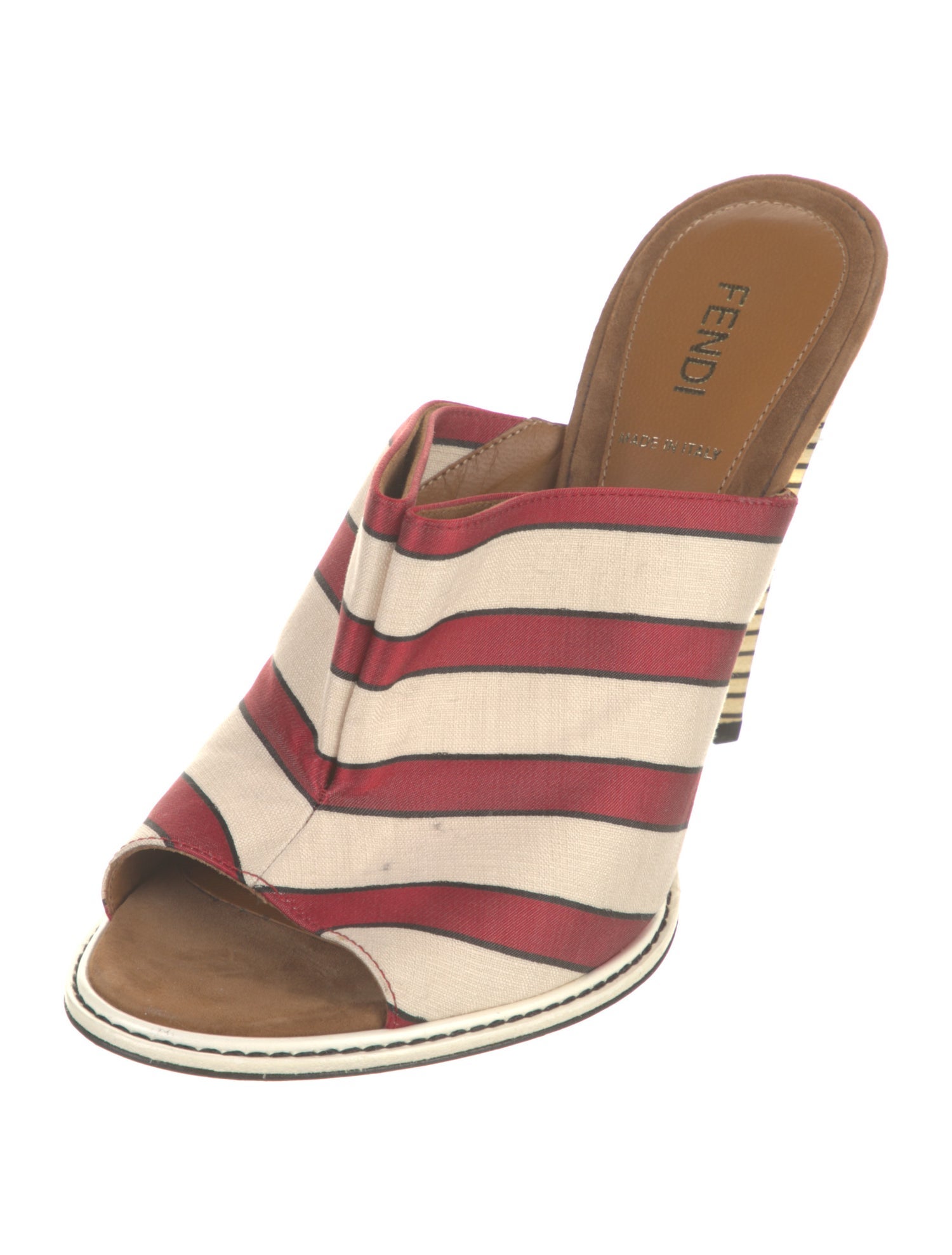 Fendi Canvas Colorblock Pattern Slides