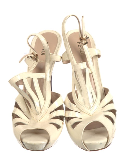 Fendi Patent Leather Cutout Accent T-Strap Pumps