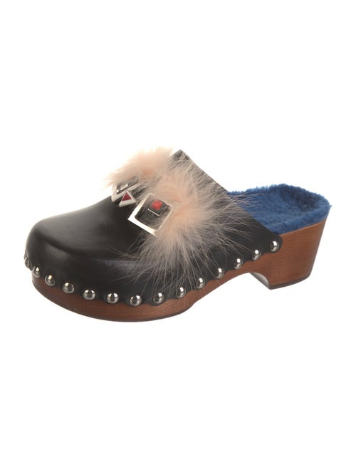 Fendi Monsters Motif Leather Mules