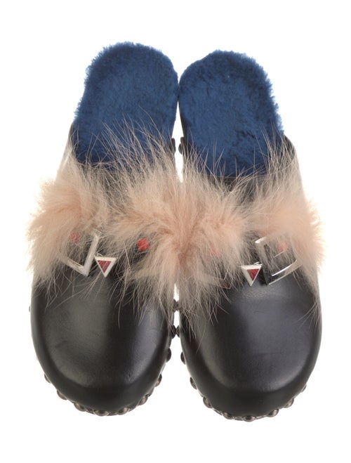 Fendi Monsters Motif Leather Mules