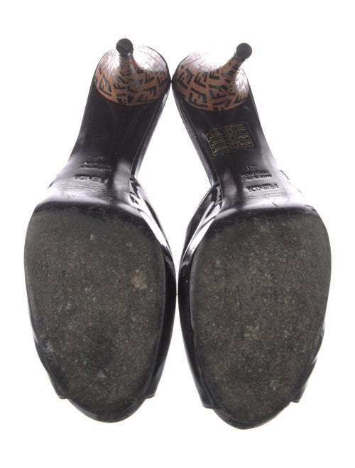 Fendi Zucca FF Logo Patent Leather Slides