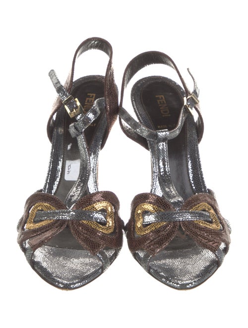Fendi Leather T-Strap Sandals