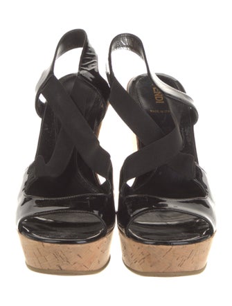 Fendi Patent Leather Slingback Sandals