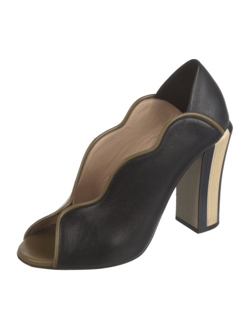 Fendi Leather Scalloped Accent Mules