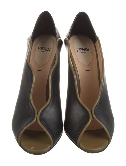 Fendi Leather Scalloped Accent Mules