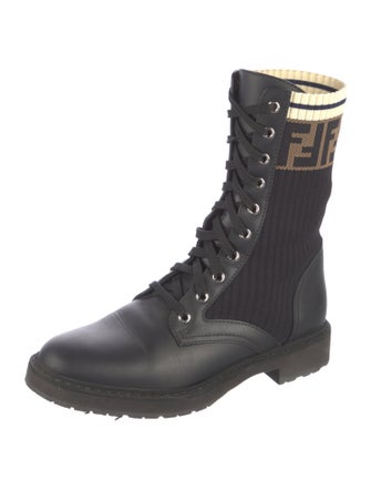 Fendi Zucca FF Logo Printed Combat Boots