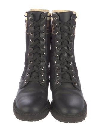 Fendi Zucca FF Logo Printed Combat Boots