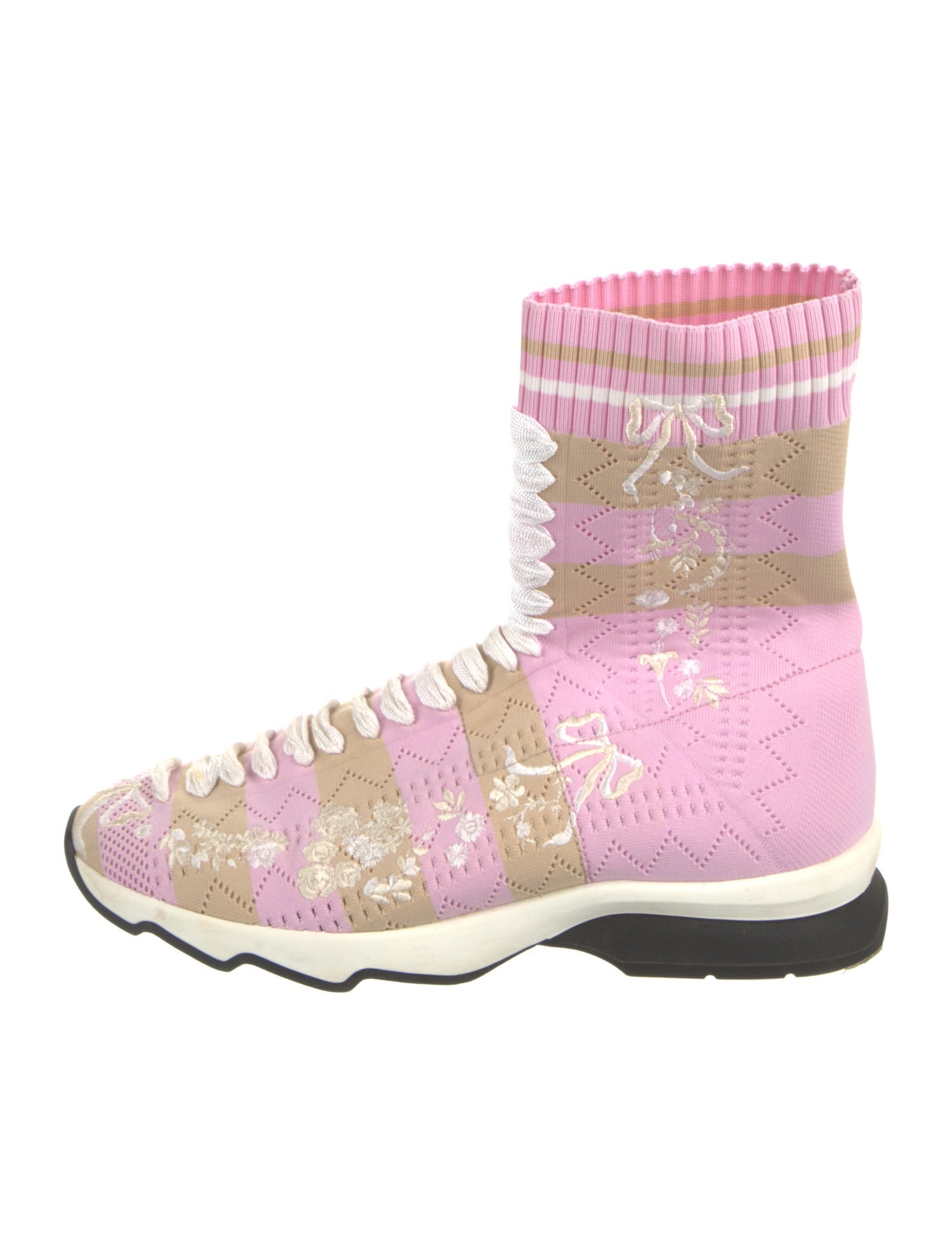 Fendi Printed Embroidered Accent Sock Sneakers