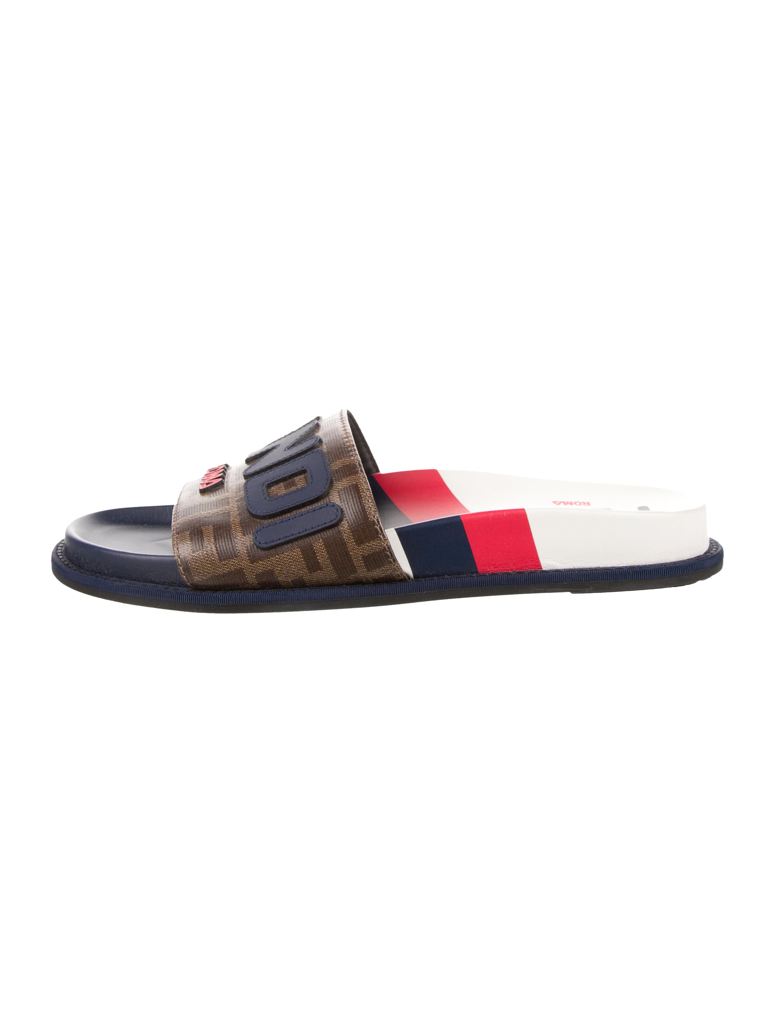 Fendi Leather Printed Slides