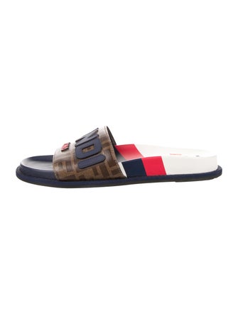 Fendi Leather Printed Slides