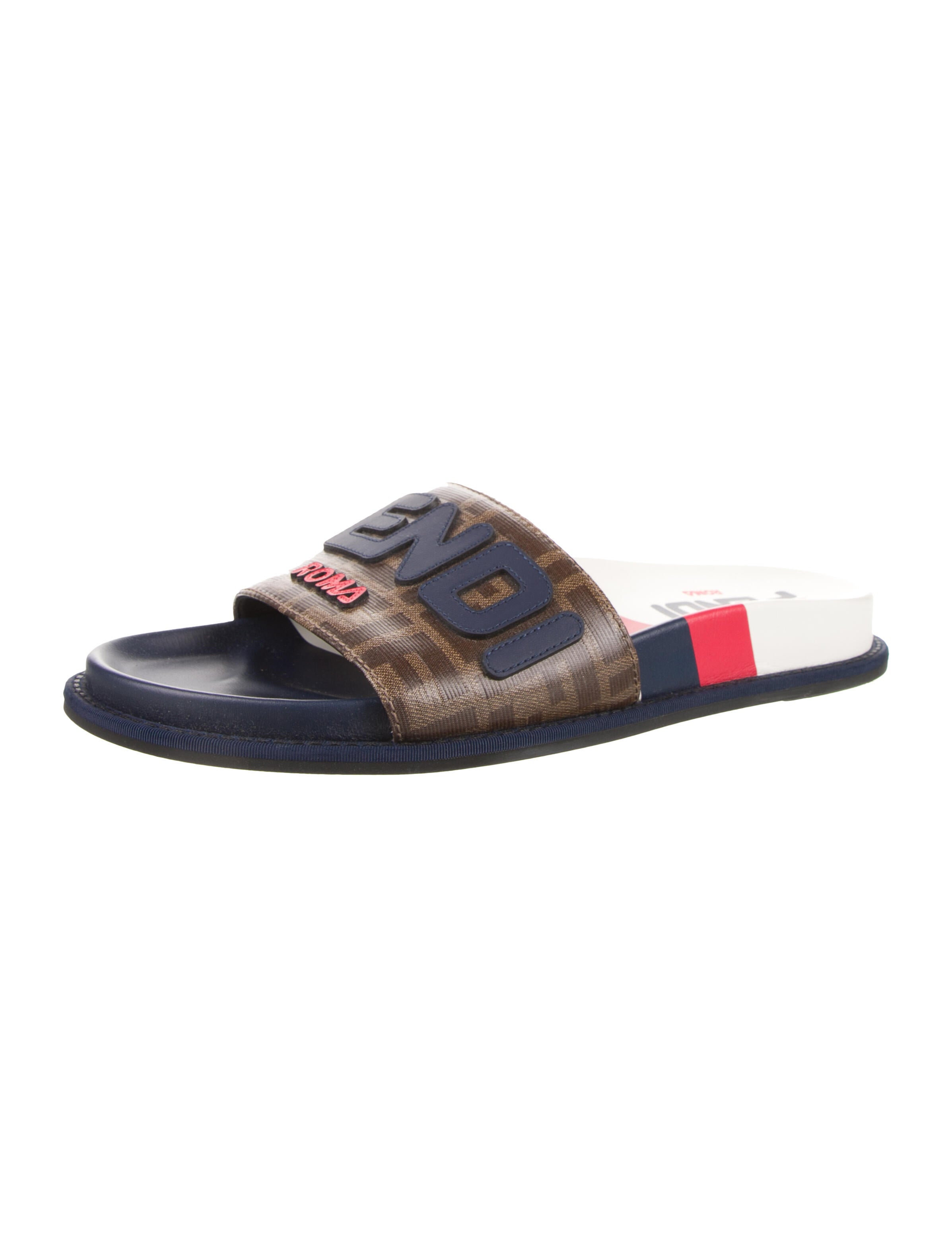 Fendi Leather Printed Slides