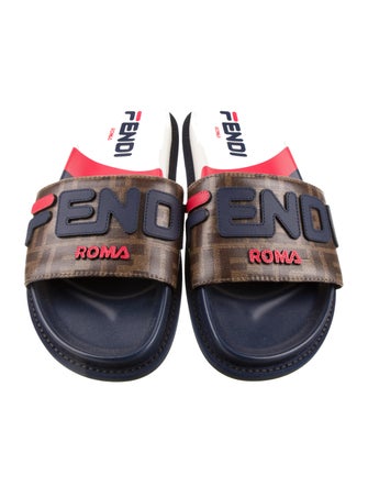 Fendi Leather Printed Slides