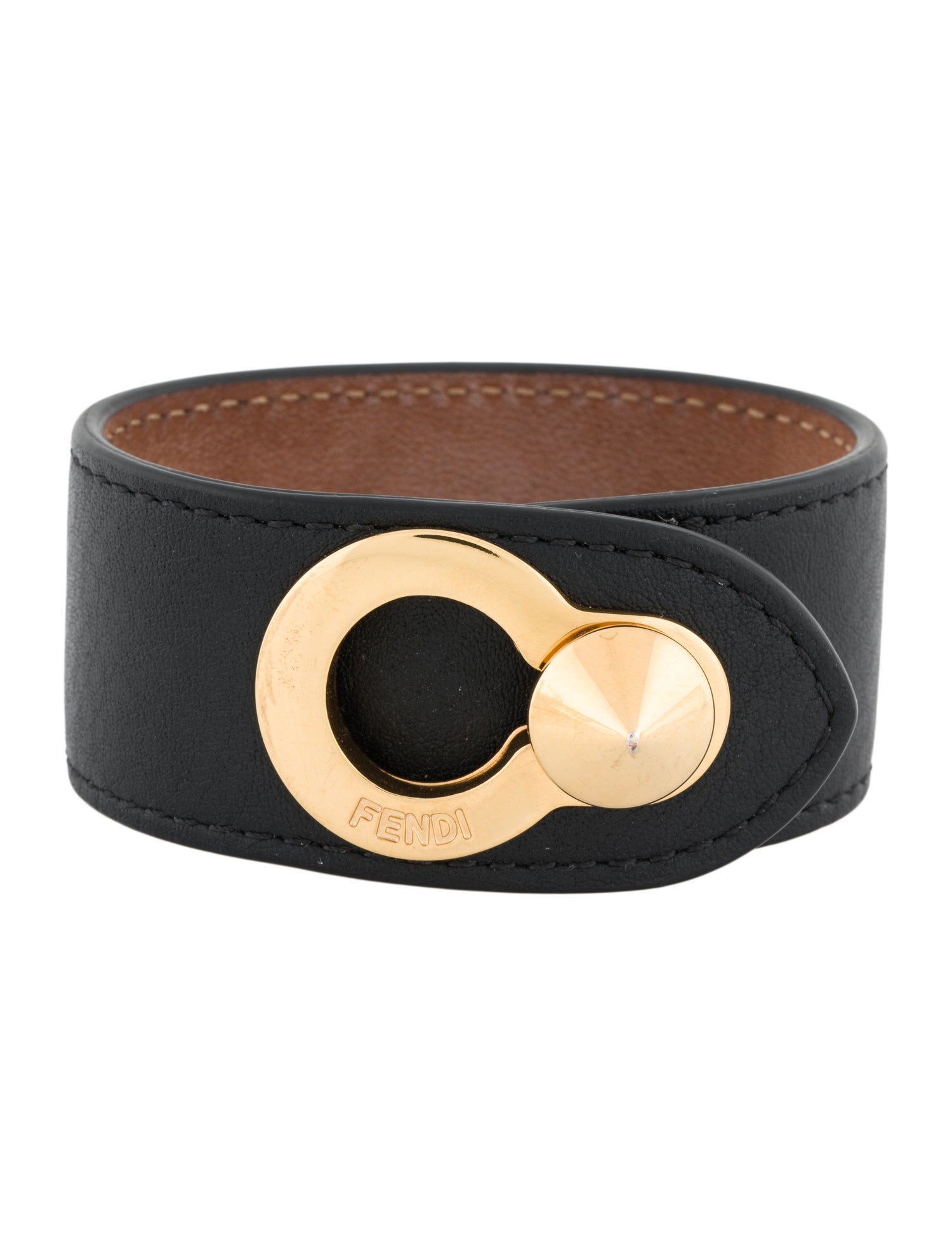 Fendi Leather Stud Wrap Bracelet